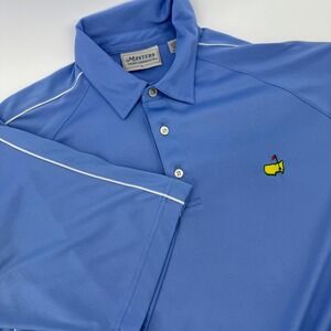 Masters Performance Mens Blue Golf Polo Shirt Size L Augusta National Raglan L